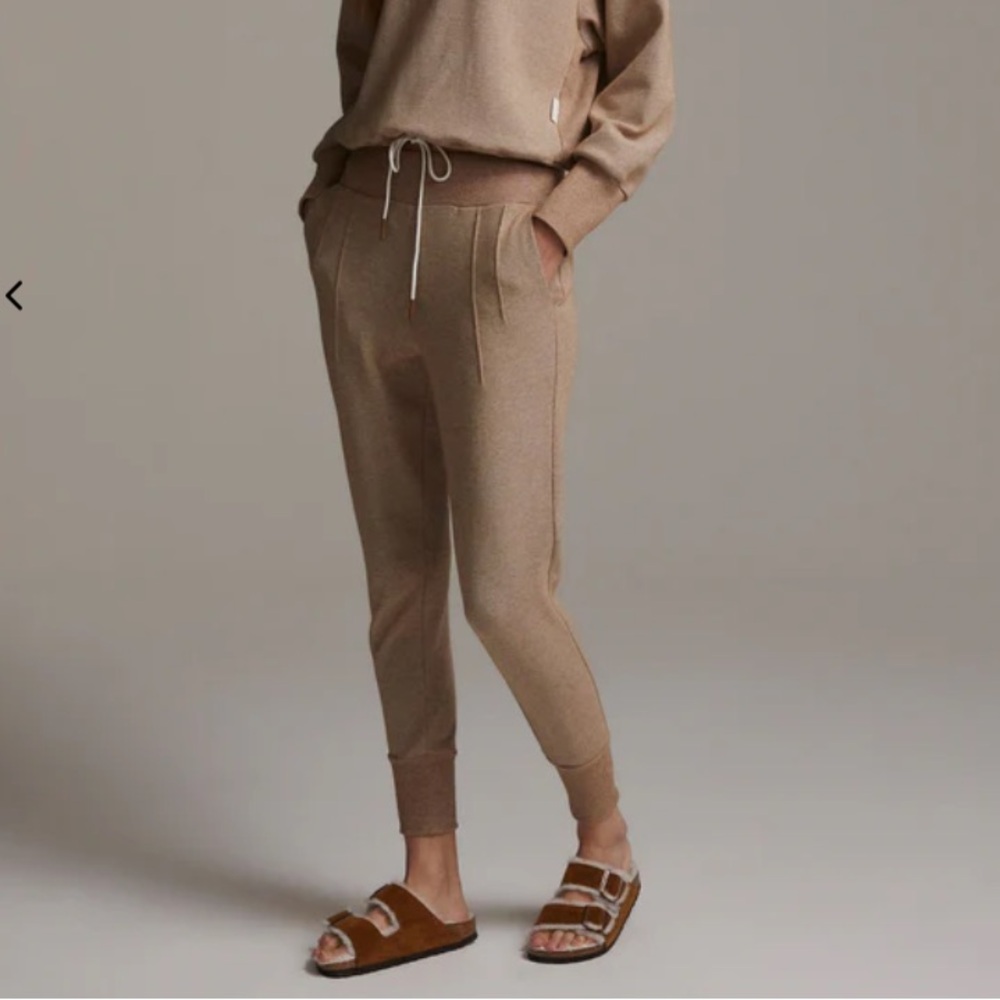 Varley Amberley Ribbed Pique Pant in Biscuit